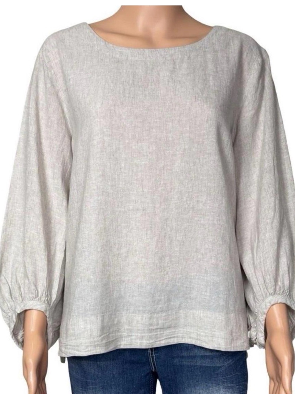 Matty M Light Oatmeal scoop Neck Linen blend Blouse XL